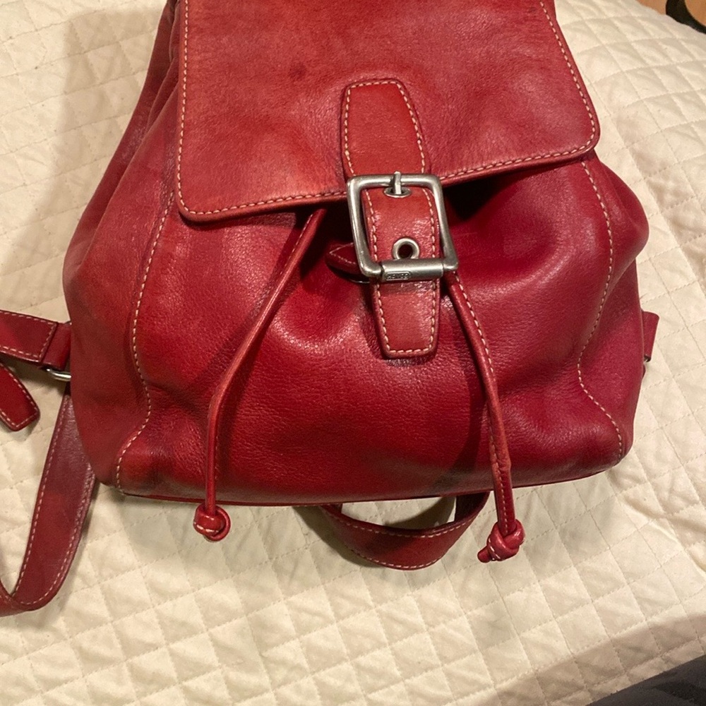 Coach Red Leather Backpack